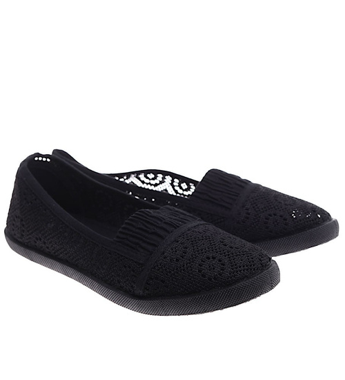 Czarne ażurowe tenisówki damskie /E8-3 16471 S293/