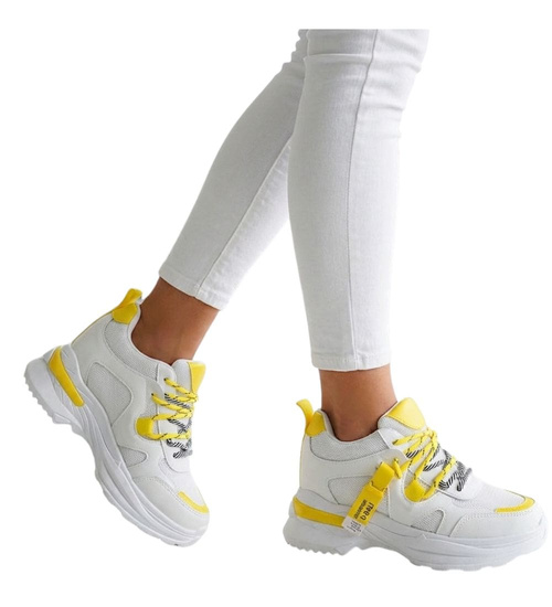 Buty sportowe damskie na koturnie /B3-3 10578 W381/