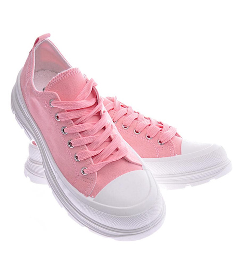 Różowe trampki damskie na platformie /B5-2 12428 S198/