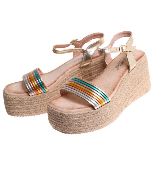 Sandały damskie na koturnie i platformie Kolorowe espadryle /A6-1 17870 G187/