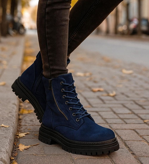 Granatowe botki trapery z ociepleniem /i6-4 h2 18446 T432/