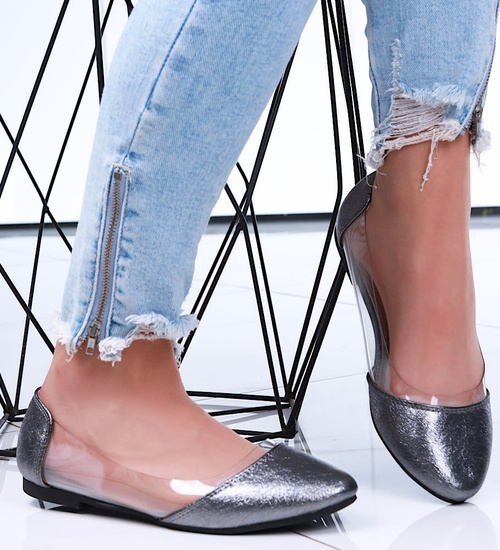 Transparentne srebrne balerinki /G4-2 15847 T190/