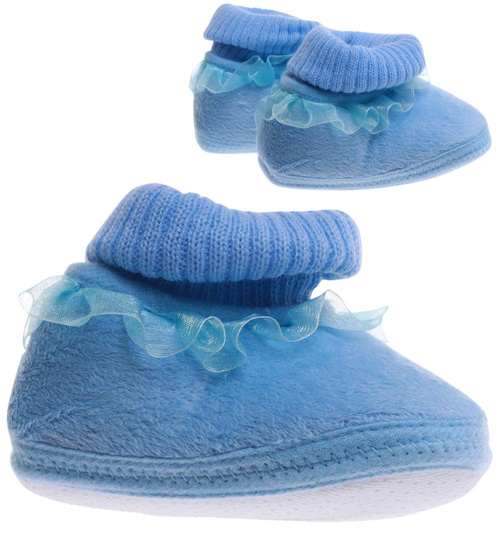 Niebieskie pluszowe kapcie dla niemowląt /H2 17569 MX2-5/