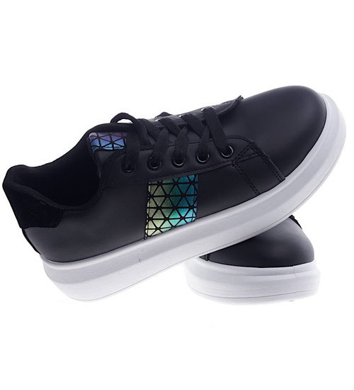 Czarne sznurowane trampki creepersy /D2-2 13226 S295/