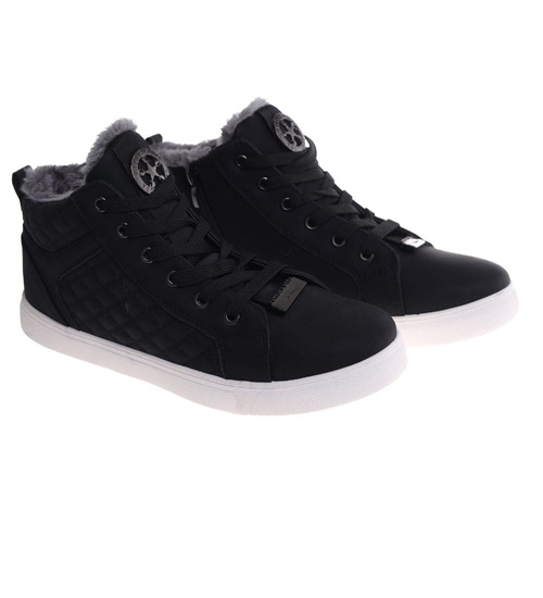 Zimowe czarne trampki z futerkiem ost459