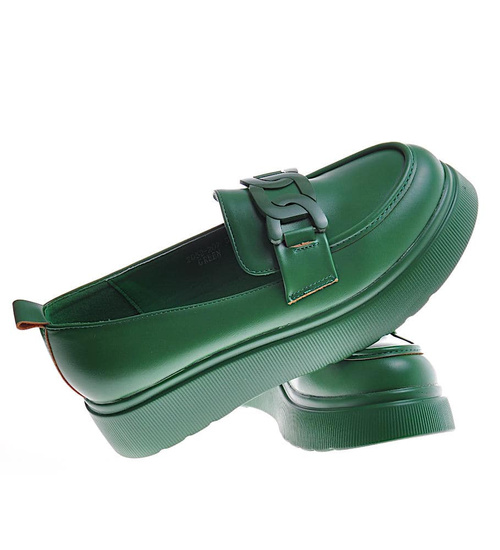 Zielone półbuty oxfordy na platformie 12310 /A10-3 2052-207 T695/