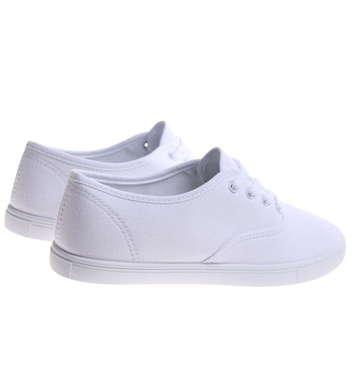 Białe klasyczne tenisówki z tkaniny /B4-2 17232 T223/