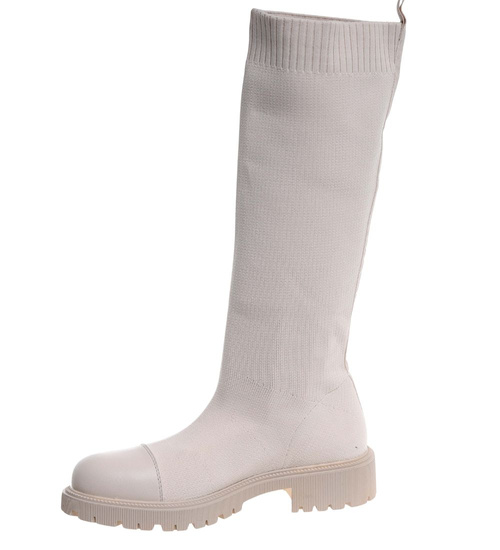 Elastyczne beżowe kozaki damskie /G4-3 18076 T366/