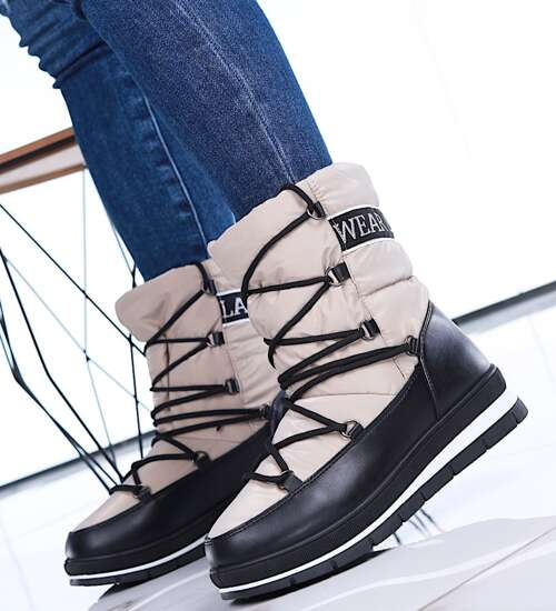 Zimowe kozaki śniegowce Khaki /G6-2 15401 T635/ Zimowe kozaki śniegowce Khaki /G6-2 15401 T635/