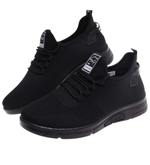 Wsuwane ażurowe czarne męskie buty sportowe /G9-1 17998 GF285 +H2/