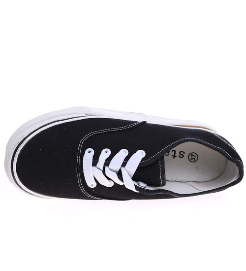 Czarne niskie tenisówki damskie z tkaniny /C1-3 15975  G152/