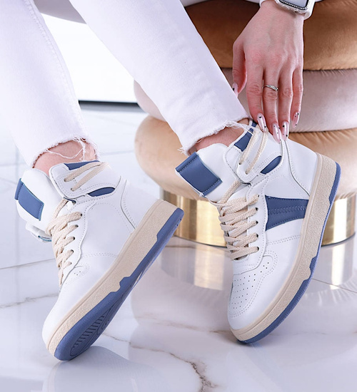 Biało niebieskie trampki z wysoką cholewką /B1-2 13525 T285/