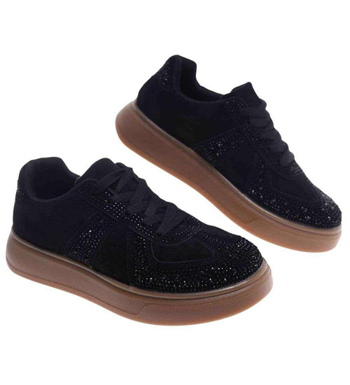 Czarne trampki damskie na platformie /A2-1 18814 W288/