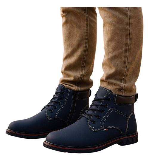 Ocieplane zimowe botki męskie Granatowe /D5-1 18458 T389/