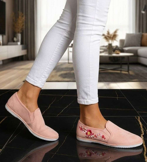 Wsuwane różowe tenisówki flower /F5-2 17875 T142/