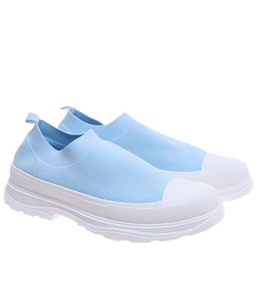 Błękitne trampki na platformie wsuwane /E1-3 18746 T7/