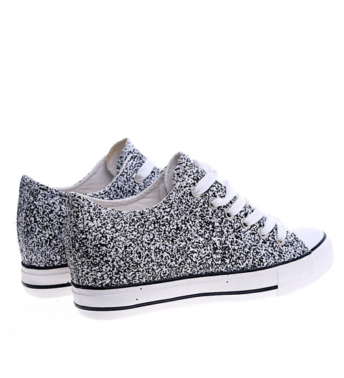 Czarne trampki sneakersy na koturnie /G11-3 13487 T231/