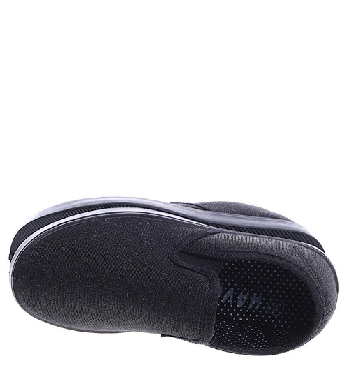 Wsuwane czarne dziewczęce tenisówki slip on /G11-2 14828 T116/