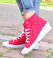 Czerwone trampki na niskim koturnie /E2-2 8470 S095/ 