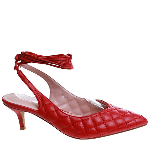 Wiązane czerwone szpilki Lace Up /A9-2 12203 T390/