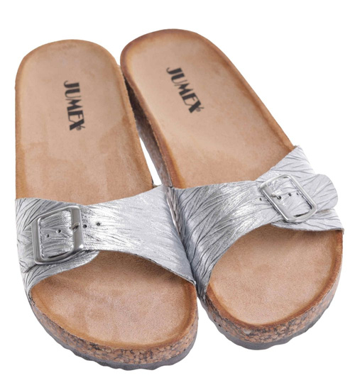 Srebrne profilowane klapki damskie /G8-2 17717 T182/