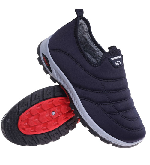 Wsuwane sneakersy męskie z ociepleniem Granatowe /D8-3 18250 T386/