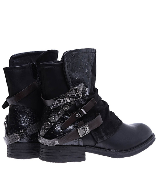 Czarne botki workery z ćwiekami 15251 /E2-2 15251 T237/