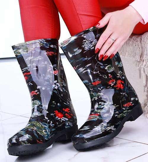 Kalosze gumiaki damskie w kwiaty /A1-1 14709 T328/