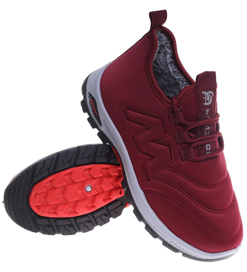 Ocieplane buty chłopięce sportowe Bordowe /B5-3 18160 T336/