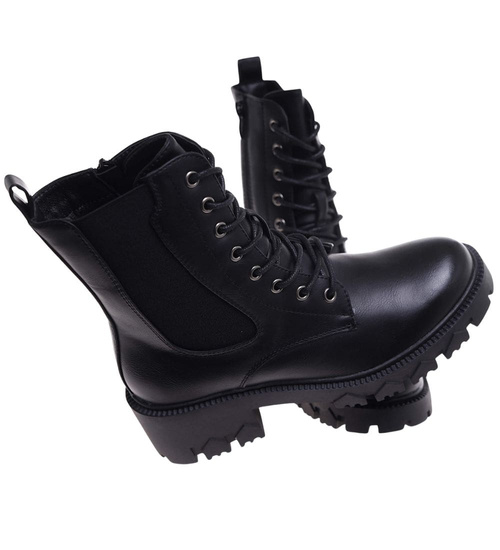 Czarne trapery damskie na platformie /A3-3 18284 W480/