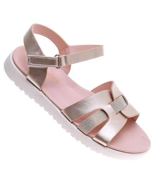 Przewiewne złote sandałki dziewczęce /E8-2 16385 T381/ Przewiewne złote sandałki dziewczęce /E8-2 16385 T381/