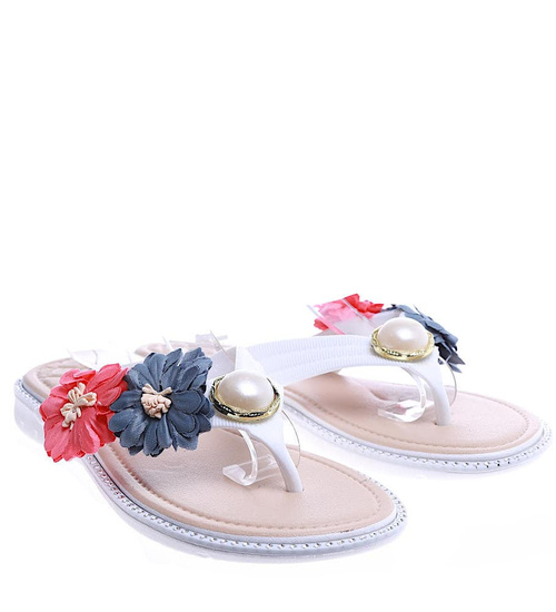 Plażowe białe klapki japonki /G11-1 14439 T097/