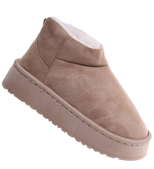 Kozaki śniegowce krótkie beżowe ocieplane /F10-1 18350 T266/