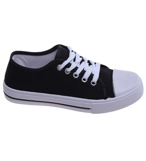 Klasyczne czarne trampki z niską cholewką /E8-1 15579 T089/