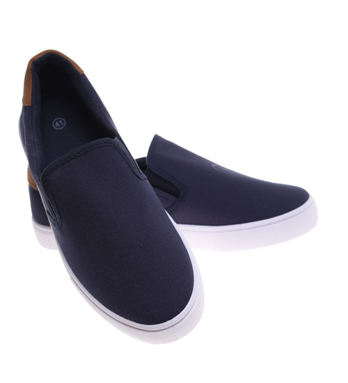 Czarno brązowe męskie trampki slip on ost519
