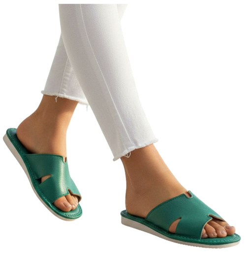 Domowe klapki kapcie zielone /A8-1 14239 S194/