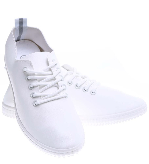 Białe sznurowane tensiówki damskie /G7-2 15856 T276/