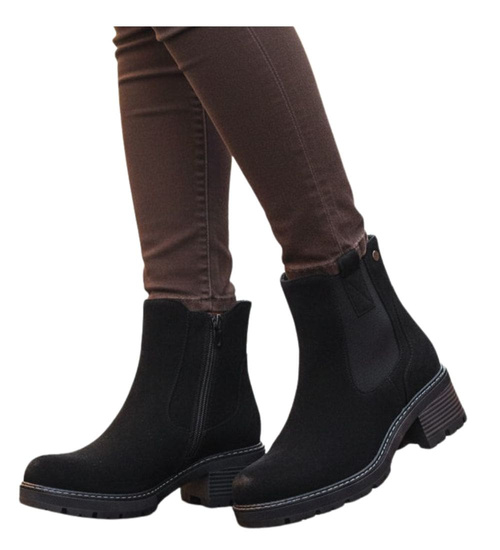 Zimowe botki damskie na obcasie klocku /A10-1 18525 T388/