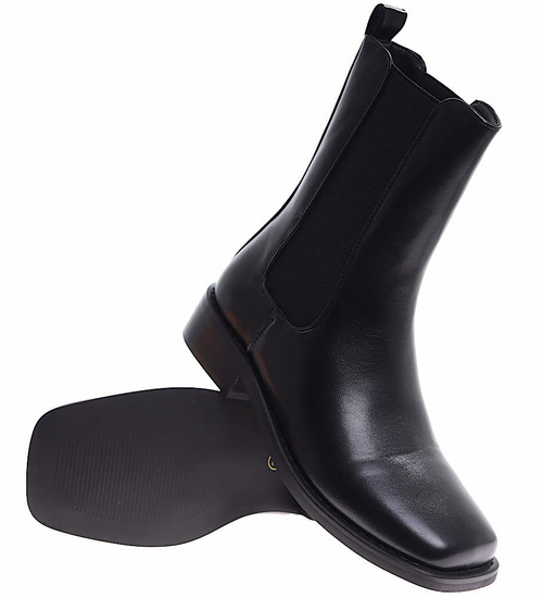 Wysokie czarne botki sztyblety z ociepleniem /F3-2 16927 S232/