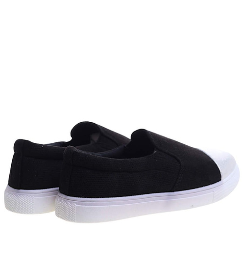Czarne wsuwane trampki dziewczęce slip on /E5-2 13683  T004/
