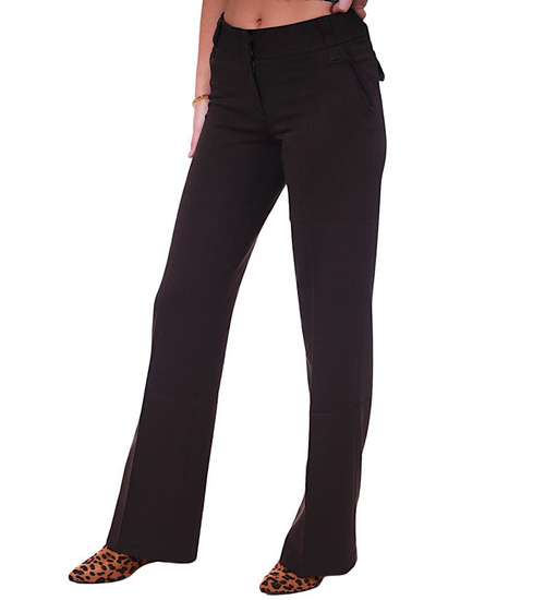 Brązowe materiałowe spodnie damskie z kantem /H2 K25 UB779 G3-69/