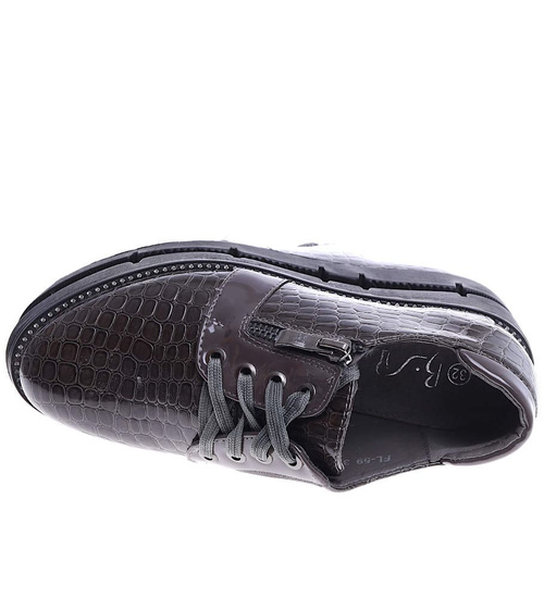 Sznurowane wiosenne półbuty dziewczęce /F5-2 14935 T039/