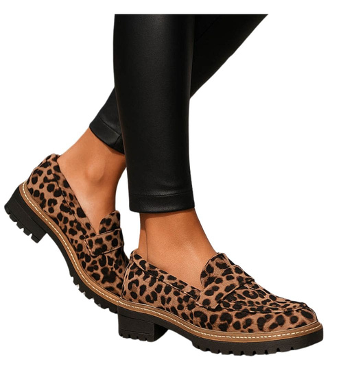 Półbuty damskie w panterkę /K3-2 18624 W147/