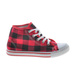 Wysokie damskie trampki z tkaniny w kratkę CZERWONE /C5-3 7629 S097/