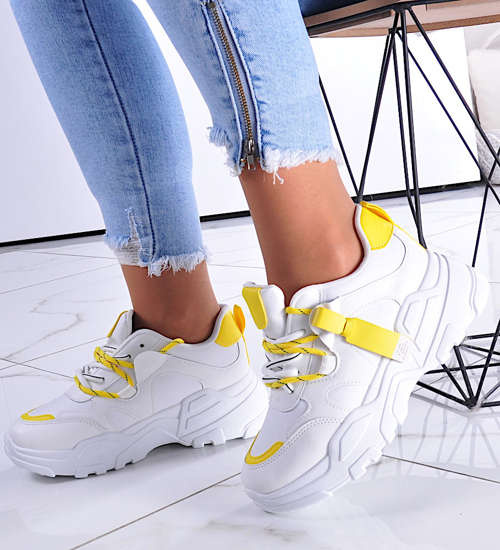 Damskie sneakersy na platformie Żółte /F5-2 10713 W381/