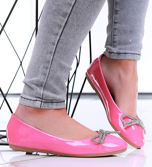 Fuksjowe lśniące baleriny z kokardą /B2-3 16240 G079/