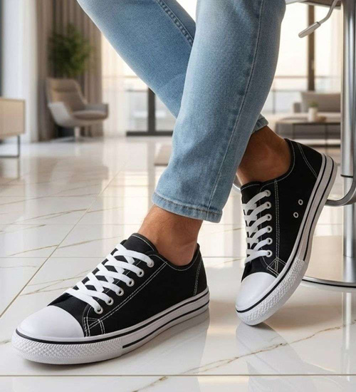 Czarne trampki z niską cholewką /C6-1 13757 T199/