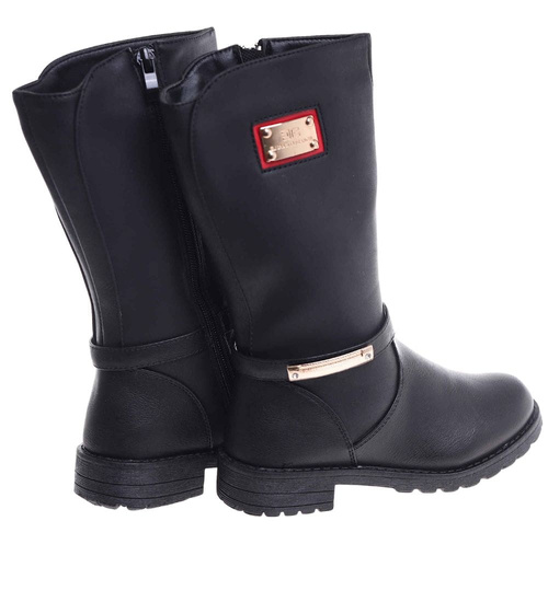 Czarne zimowe kozaki z futerkiem /B7-3 18530 T398/