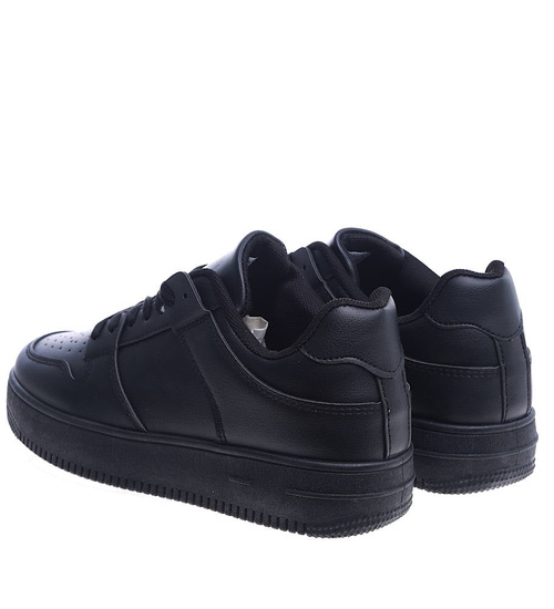 Czarne damskie trampki na niskiej platformie /F7-3 13618 T484/