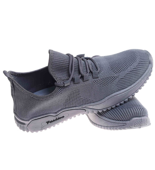 Szare wzuwane męskie buty sportowe /B4-1 18019 T288/